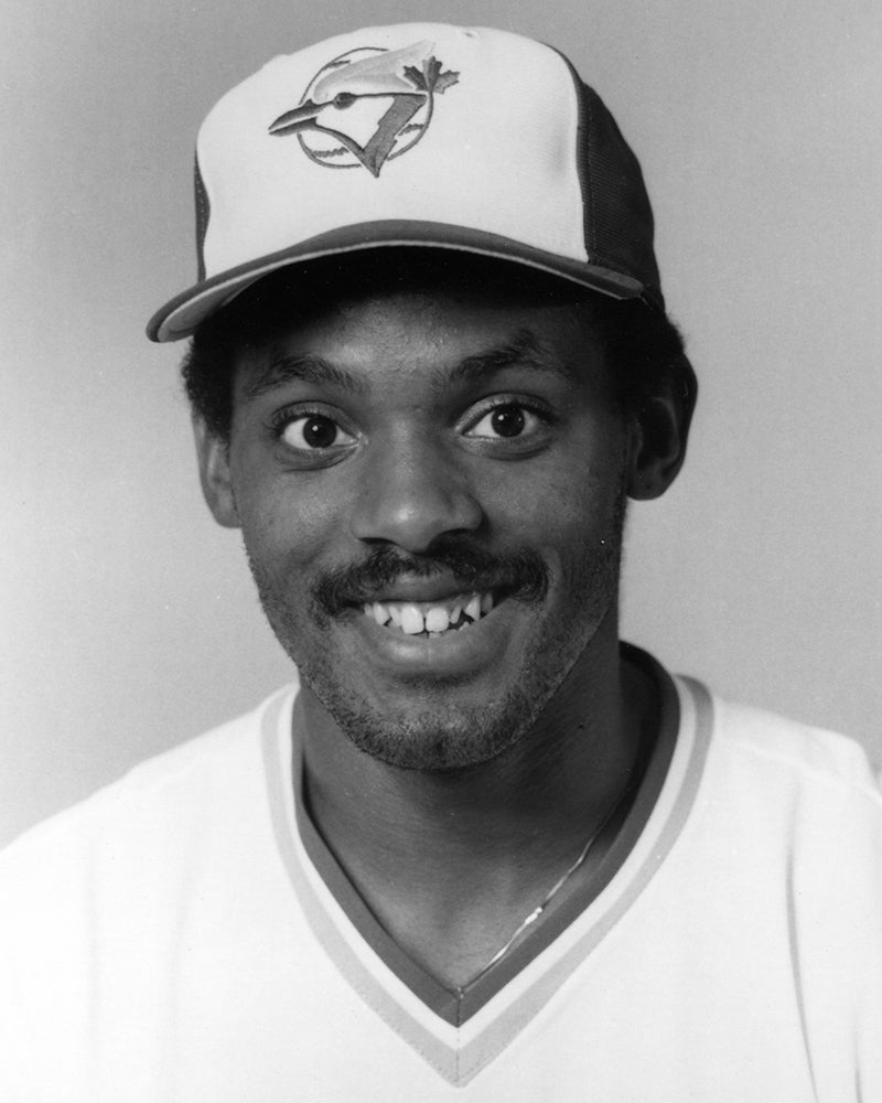 Head and shoulders portrait of Cecil Fielder in Blue Jays uniform